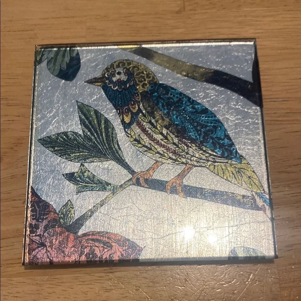 Pier 1 Exotic animals Foil on glass drink coasters. Set of 4